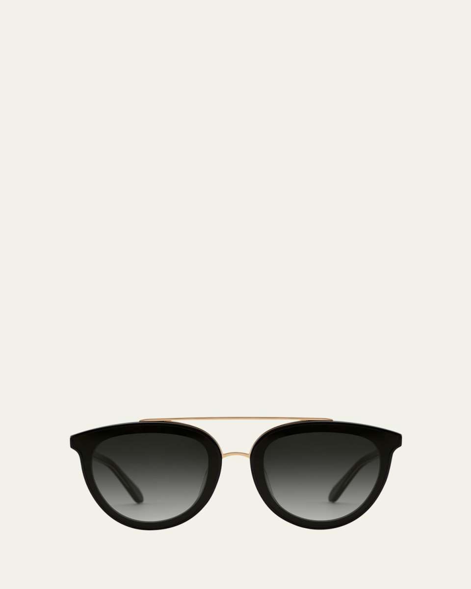 Clio Round Acetate Sunglasses, Black